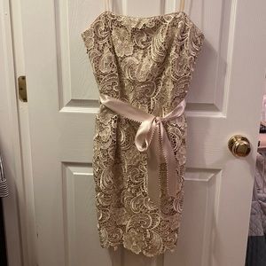 Adrianna Papell Strapless Evening Lace Dress